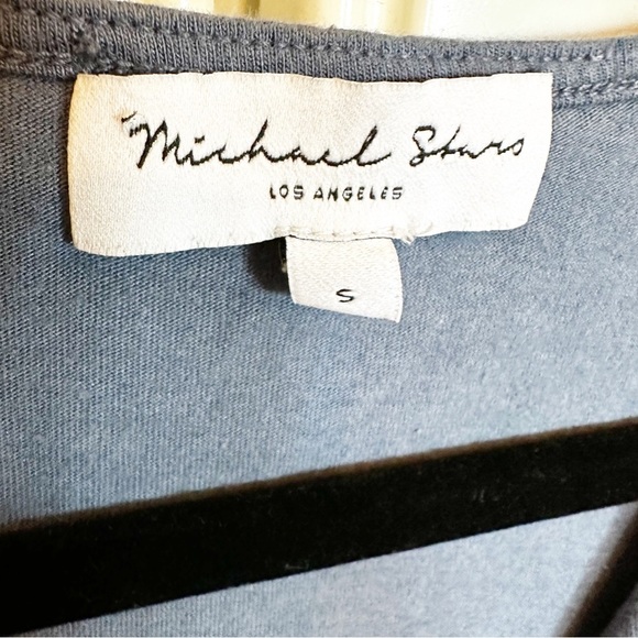 Michael Stars Women’s Blue Chelan Faux Wrap Front Jumpsuit Short Sleeve Cotton S - Picture 4 of 10